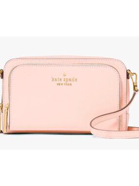 S Kate Spade Dual Zip Around Crossbody Bag Pale Pink Leather Purse KG036NWT $259
